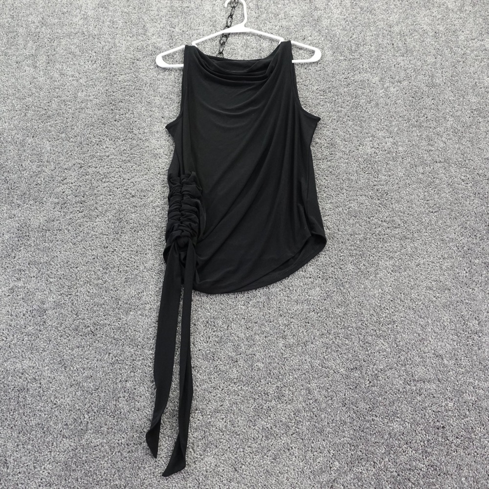 Express Sleeveless Top Womens Small Black Side Ruched Tie Cowl Neck